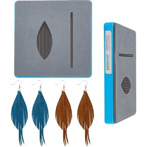SUPERDANT Wooden Die Cutting Feather Tassel Leather Cutting Dies Earrings Die Cut DIY Leather Craft Wood Cutting Machine Faux Leather Dangle Drop Earrings for Jewelry Keychain Gifts