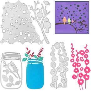 4 pcs Metal Cutting Dies for Card Making, SourceTon 4 Models Plum Blossom, Bird, Vase, Cutting Dies Sets, Embossing Template for Scrapbooking DIY Cards Album Crafts Supplies, Greeting Card Production
