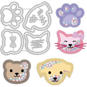 INFUNLY Cute Animal Cutting Dies Cats Head Die Cut for Card Making Pet Dog Pow Embossing Stencil Cutting Dies for DIY Scrapbooking Paper Craft Album Decor
