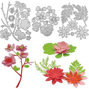 3D Flower Die Cuts for Card Making, AFUNTA 3 Sets Leave Metal Die Cutting Card Making Supplies for DIY Scrapbook, Photo Album Decor