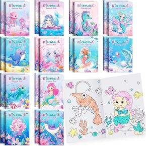 BenLouis 24 Pcs Mermaid Mini Coloring Books Kids Little Mermaid Party Favors Small Activity Books Bulk for Kids Mermaid Birthday Goodie Bags Stuffers Return Gifts Classroom Travel