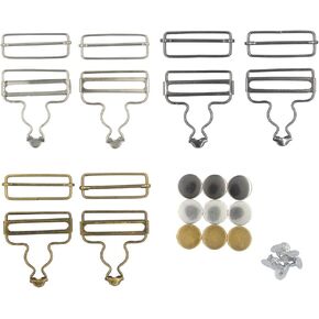 DGOL 6 Sets 2 inch Suspender Buckle & Tri-Glide Overall Buckles 3 Color With 9 Sets Copper Buttons Full Set