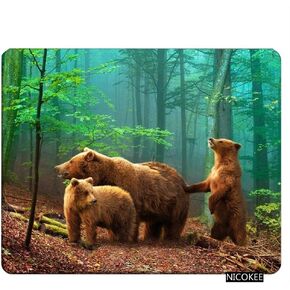 لوحة ماوس ألعاب Bear عائلة الدب البني في الغابة لوحة ماوس ماوس بساط للكمبيوتر والمكتب والكمبيوتر المحمول مقاس 9.5 × 7.9 بوصة مطاط غير قابل للانزلاق
