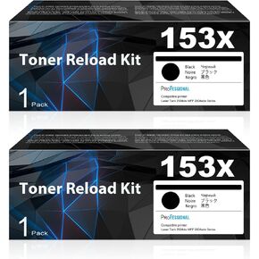 153X Black High Yield Toner Reload Kit W1530X, 2 Pack Compatible Replacement for HP 153X W1530X Tank 1504 1504w 2504 2504dw MFP 1604 1604w 2604 2604dw 2604sdw 2606dw Printer (Cartridge-Free)