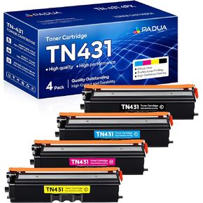 TN431 TN-431 Toner Cartridge 4 Pack Compatible TN431BK TN431C TN431Y TN431M Toner Replacement for Brother TN431 TN 431 HL-L8260CDW HL-L8360CDW MFC-L8610CDW MFC-L8900CDW MFC-L9570CDW Printer