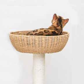 SHENGOCASE 18" Large Cat Tower Tree Add ons Accessories Replacement Part Basket Bed, Handwoven Wicker Rattan Nest Bowl with Soft Cushion in Kuwait