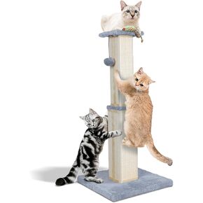 31.1" H Cat Scratching Posts for Indoor,Cat Scratch Post for Indoor Large Cats and Kitten,Sisal Cat Scratching Post with Hanging Ball,Grey