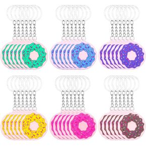 36pcs Sweet Donut Keychain Donut Party Favors for Kids Boy Girl Sweet Doughnut Theme Birthday Party Supplies Goodie Bag Fillers