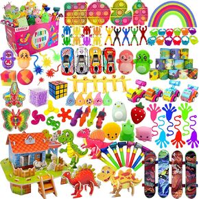 Luminix 128 PCS Party Favors for Kids 3-5 4-8-12，Carnival Prizes，Fidget toys pinata filler，Goodie Bag Stuffers，Prize box，Pinata stuffers，Pack treasure box toys for classroom，Fidget Toys Bulk