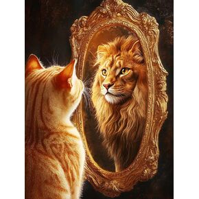Kaliosy 5D Diamond Art Kits for Adults Tiger Cat by Number Kits, Diamond Painting Art Animal DIY Full Drill Crystal Craft Cross Stitch Embroidery Decoration (12x16 inch) 30x40 cm
