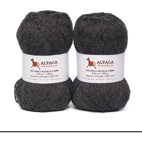 Blend Alpaca Yarn Wool 2 Skeins 200 Grams DK Weight - Heavenly Soft and Perfect for Knitting and Crocheting (Charcoal Gray, DK Weight)