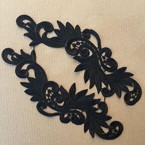 6Pcs=3 Pair Decorative Embroidery Clothes Red/White/Black/Green Wedding Dress Bridal Badge Headband Motif Patch DIY Wedding Bridal Dress Scrapbooking Fabric Lace Sewing for Craft