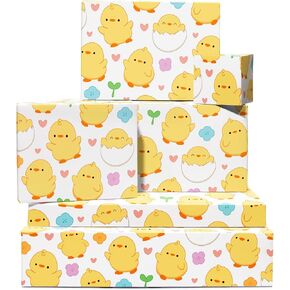 CENTRAL 23 Farm Animal Wrapping Paper - Cute Chicks - 6 Sheets of White Gift Wrap - Floral - For Birthday Baby Shower Baptism - Recyclable
