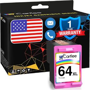 Cartlee Remanufactured Ink Cartridge Replacement for HP 64 XL 64XL for Envy Photo 6252 6255 6258 7120 7155 7158 7164 7800 7855 7858 7864 Inkjet Printers Pack Combo (1 Tri Color)