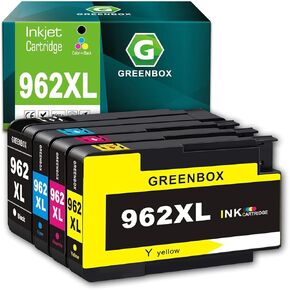 GREENBOX Compatible 962 962XL Ink Cartridge (Latest Chip) Replacement for HP 962 XL Ink Cartridges for OfficeJet Pro 9010 9012 9015 9016 9018 9019 9020 9022 9025 Printer, 4 Pack for 962XL Cartridge