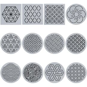 FREEBLOSS 12Pcs 6 * 6/5.5 * 5.5inch Plastic Sashiko Stencils, Drawing Line Template for Hand Quilting Traditional Sashiko Patterns PET Templates Embroidery Stencils for Hand Sewing Lovers