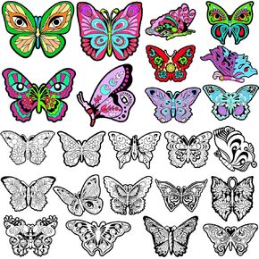 Motipuns 24 Pcs Butterflies Velvet Coloring Fuzzy Color Your Own Velvet Butterflies DIY Posters for Crafts and Arts Family Craft Project to Share Party Favors and Activities