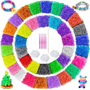 ROSHUKG 7500 Rubber Band Bracelet Kit, 36 Colours Rubber Band Refill Making Kit for Girls Weaving DIY Crafting Gift