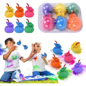 6-Pack Chalk Balls - Durable, Vivid Colors, Easy to Clean, Long-Lasting Fun for Kids and Families, Safe Play, Perfect for Outdoor Activities, Colorful Powder Balls, Throwable Paintballs