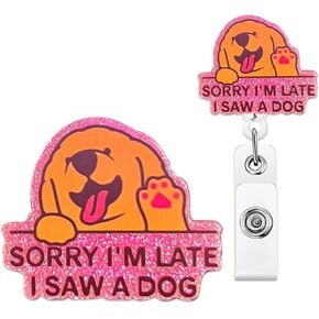 Christmas Nurse Badge Reel Holder Retractable Cute Dog Badge Holder Retractable Christmas Nursing Badge Reel with Alligator Clip Christmas Badge Holder for Nurse Doctor Medical Students Carers