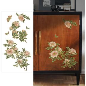 Larger Vintage UV DTF Transfers for Furniture, Floral Furniture Transfers Rub on Nightstand Decoration, Watercolor Magnolia Rub on Transfer Stickers 11.42"X22.83"