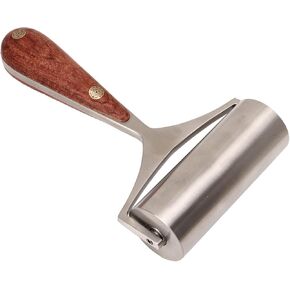 Leather Press Edge Rollers, Stainless Steel Leather Press Roller Wooden Handle Leather Rolling Craft Roller for DIY Leather Crafts