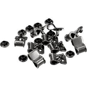 uxcell Shoe Lace Hooks-15x10.8x10.5mm Alloy Boot Buckle Fitting with Rivets for Climbing Hiking Camping Shoes, Dark Grey 10 Sets