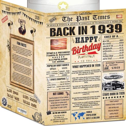 88th Birthday Card for Women Men - Back In 1937 Newspaper - 88th Happy BIRTHDAY card - 88th birthday gift for Her Him - JUMBO A4 size - 88th birthday decorations Dad Mom - Best gifts for 88 year old in Saudi Arabia