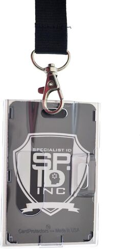 RFID Blocking Rigid Shielded 2-Card Badge Holder Protection - Double Sided I'd Card Protector with Thumb Slide Removal - Horizontal or Vertical Orientation by Specialist ID in Saudi Arabia