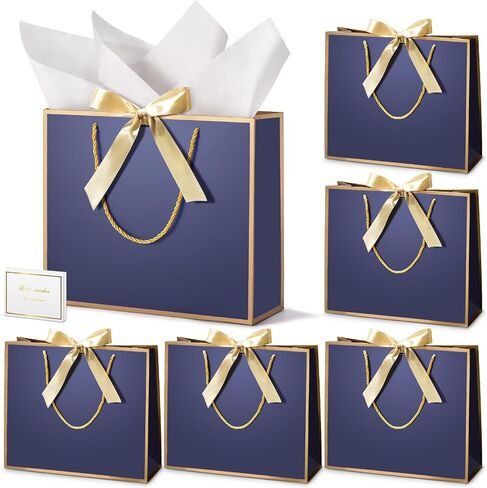 DOYIDE 15 Pcs Thank You Gift Bags with Tissue Paper, 11.8x10x4in Paper Gift Bags with Bow Ribbon, Gift Wrap Bags with Handles for Wedding Birthday Baby Shower Bridesmaid Party in Saudi Arabia