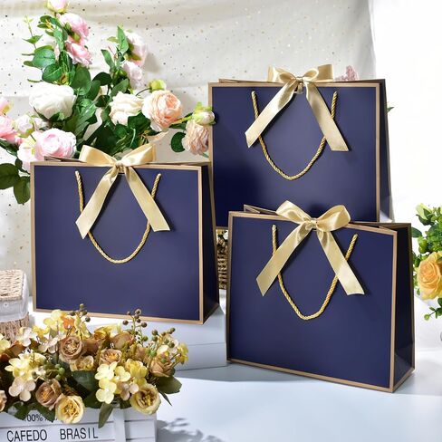 DOYIDE 15 Pcs Thank You Gift Bags with Tissue Paper, 11.8x10x4in Paper Gift Bags with Bow Ribbon, Gift Wrap Bags with Handles for Wedding Birthday Baby Shower Bridesmaid Party in Saudi Arabia