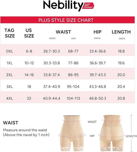 Nebility Plus Size Shapewear Tummy Control Underwear Butt Lifting Panties Hi-Waist Trainer Body Shaper Short Thigh Slimmer in Kuwait