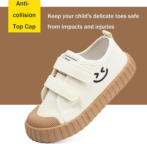 Boy's Girl's Toddlers Canvas Shoes Slip-On Lightweight Kids Sneakers Hook and Loops Casual Skin-Friendly Walking Running Shoes with Multicolor Sole (Toddler/Little Kids) in Saudi Arabia