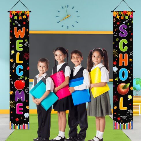 Back To School Porch Sign Banner Decorations The Future Of The World Is In This Room Today Banner Back to School Porch Door Banner Home School Classroom Indoor Outdoor Decor 70.8x11.8inch in Kuwait