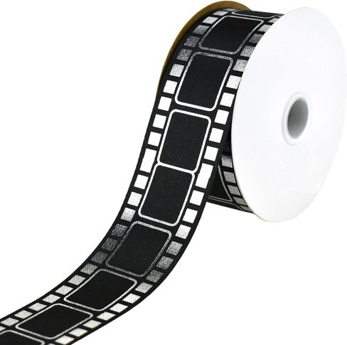 Homeford Movie Film Strip Themed Ribbon, 1-3/8-inch, 25-Yard, Black/Gold in Kuwait