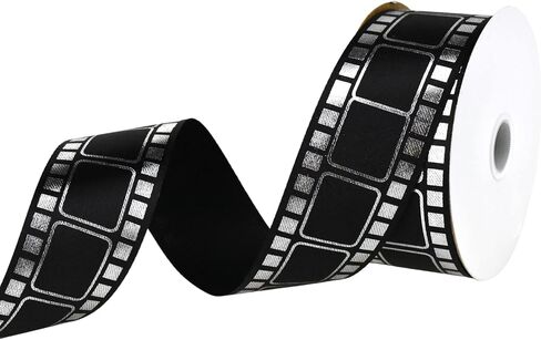 Homeford Movie Film Strip Themed Ribbon, 1-3/8-inch, 25-Yard, Black/Gold in Kuwait