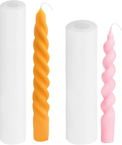 PATIKIL 2Pack 3D Taper Candle Making Mold, Spiral Taper Candle Mold Long Twisted Silicone Candle Mold for Wax Soap Craft Plaster Resin Making Home Decor in Saudi Arabia