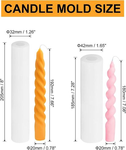 PATIKIL 2Pack 3D Taper Candle Making Mold, Spiral Taper Candle Mold Long Twisted Silicone Candle Mold for Wax Soap Craft Plaster Resin Making Home Decor in Saudi Arabia