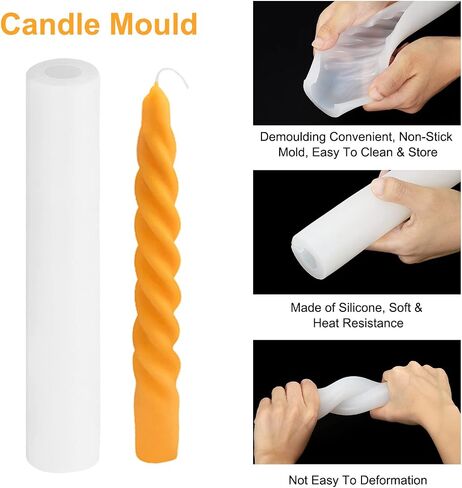 PATIKIL 2Pack 3D Taper Candle Making Mold, Spiral Taper Candle Mold Long Twisted Silicone Candle Mold for Wax Soap Craft Plaster Resin Making Home Decor in Saudi Arabia