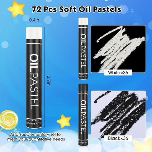 Nezyo 72 Pieces Soft Oil Pastels Bulk Artists Single Color Pastel Crayons Refill Set for Kids Students Teachers Beginners Artists for Art Drawing Craft Sketching (White) in Kuwait