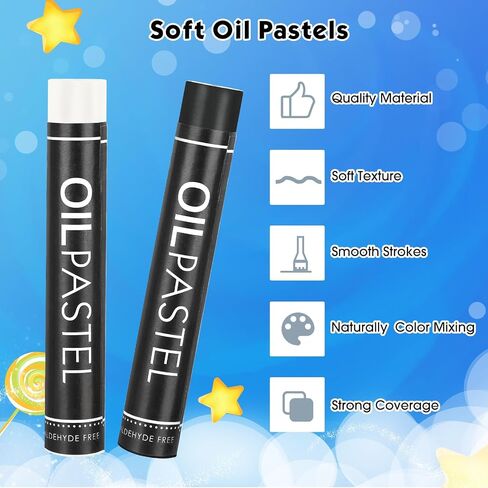 Nezyo 72 Pieces Soft Oil Pastels Bulk Artists Single Color Pastel Crayons Refill Set for Kids Students Teachers Beginners Artists for Art Drawing Craft Sketching (White) in Kuwait