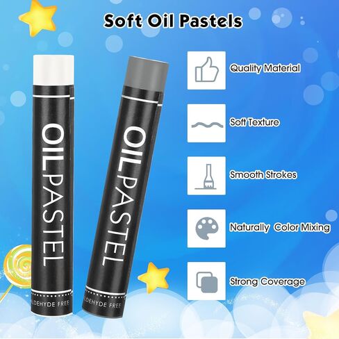 Nezyo 72 Pieces Soft Oil Pastels Bulk Artists Single Color Pastel Crayons Refill Set for Kids Students Teachers Beginners Artists for Art Drawing Craft Sketching (White) in Kuwait