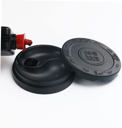 NUOBESTY Inkstone Chinese Ink Calligraphy Ink Stone Calligraphy Ink Dish Ink Wells with Lids Chinese Calligraphy Natural Japanese Ink Drawing Tool Round Student Composite Material in Saudi Arabia