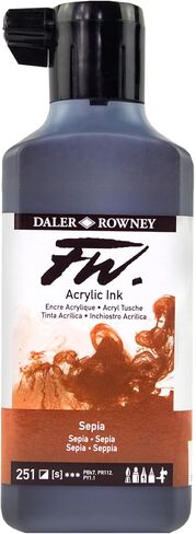 زجاجة حبر أكريليك Daler Rowney FW Sepia - حبر رسم أكريليك متعدد الاستخدامات للفنانين والطلاب - حبر الخط الدائم - حبر أرشيفي للتوضيح والمزيد in Saudi Arabia