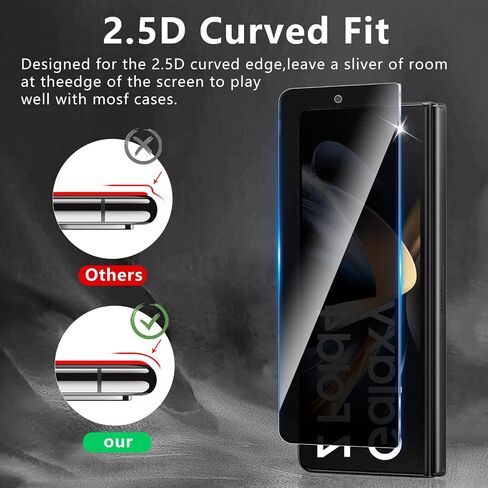 3 عبوات من واقي شاشة الخصوصية مصمم لهاتف Samsung Galaxy Z Fold 3، تغطية كاملة لطبقة من الزجاج المقوى المضاد للتجسس، صلابة 9H، مضاد لبصمات الأصابع، خالي من الفقاعات، سهل التركيب in Kuwait