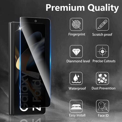 3 عبوات من واقي شاشة الخصوصية مصمم لهاتف Samsung Galaxy Z Fold 3، تغطية كاملة لطبقة من الزجاج المقوى المضاد للتجسس، صلابة 9H، مضاد لبصمات الأصابع، خالي من الفقاعات، سهل التركيب in Kuwait