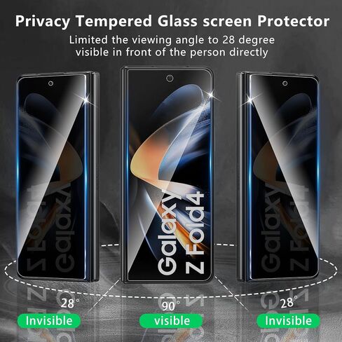 3 عبوات من واقي شاشة الخصوصية مصمم لهاتف Samsung Galaxy Z Fold 3، تغطية كاملة لطبقة من الزجاج المقوى المضاد للتجسس، صلابة 9H، مضاد لبصمات الأصابع، خالي من الفقاعات، سهل التركيب in Kuwait