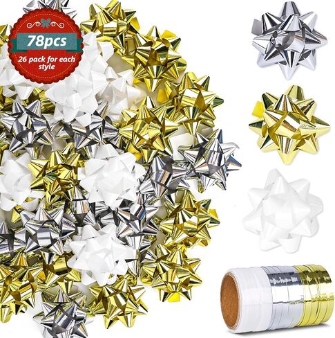 78 قطعة من أقواس سحب عيد الميلاد من JOHOUSE، أقواس هدايا ذاتية اللصق، شرائط تمويج عيد الميلاد لتزيين المنزل، دعائم صور للحفلات in Kuwait