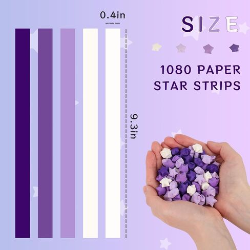MCPINKY 1080 Sheets Star Origami Paper, Purple Star Paper Strip Double Sided Origami Stars Paper Lucky Star Paper for DIY Crafts Art School Supply in Saudi Arabia