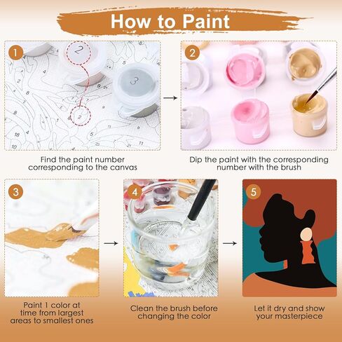 طقم طلاء بالأرقام من Bougimal مكون من 6 قطع للبالغين المبتدئين، مقاس 27.94 سم عرضًا × 35.56 سم طولاً، مجموعة طلاء أكريليك ملونة لمناظر طبيعية صحراوية DIY على القماش بدون إطار في الصندوق، مجموعات طلاء للكبار بالأرقام لتزيين جدران المنزل in Kuwait